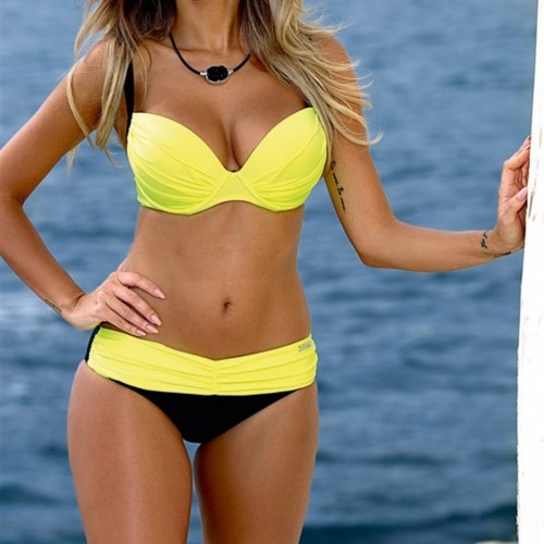 Angelsin Sarı Siyah Bikini Tek Alt