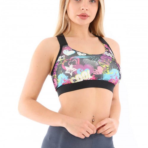 Dijital Baskılı Kalın Askılı Sırtı Çapraz Spor Büstiyer AU1014