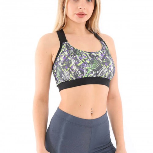 Dijital Baskılı Kalın Askılı Sırtı Çapraz Spor Büstiyer AU1012