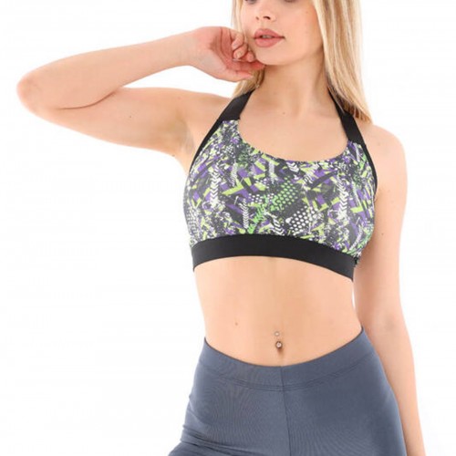 Dijital Baskılı Kalın Askılı Sırtı Çapraz Spor Büstiyer AU1012