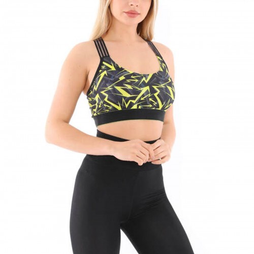 Geometrik Desenli Şerit Askılı Spor Büstiyer AU1004