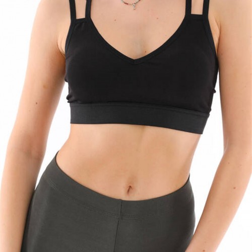 İnce Çift Askılı Sırtı Çapraz V Yaka Spor Büstiyer AU1019