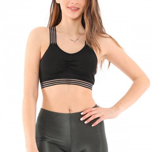 Kalın Şerit Askılı Göğüs Pileli Spor Büstiyer AU1025