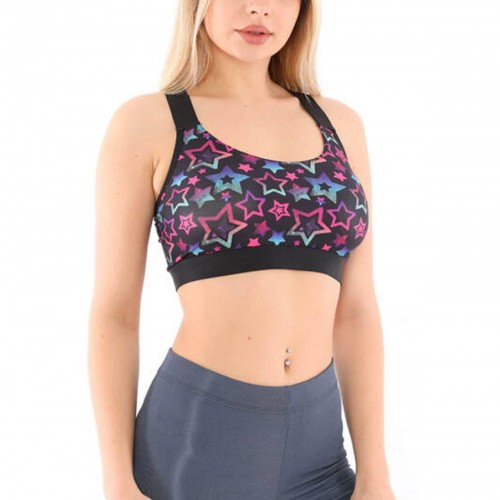 Renkli Yıldız Baskılı Kalın Askılı Sırtı Çapraz Spor Büstiyer AU1018