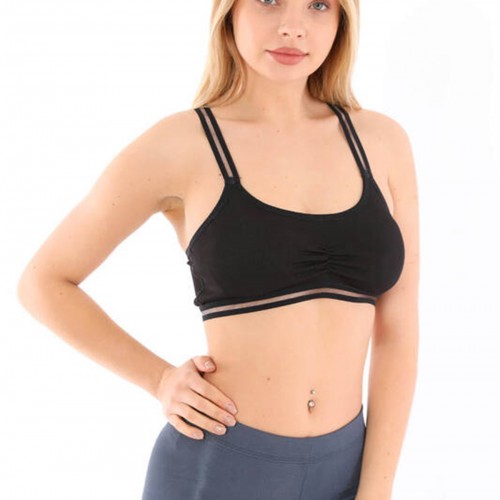 Şerit Askılı Göğüs Pileli Spor Büstiyer AU1022