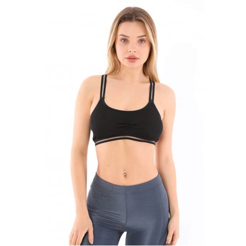 Şerit Askılı Göğüs Pileli Spor Büstiyer AU1022