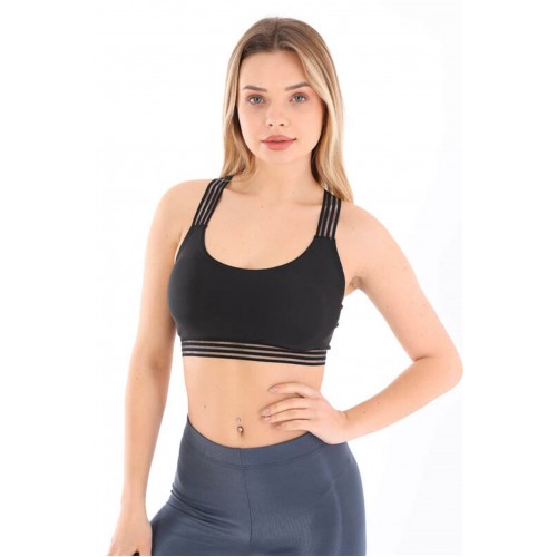 Şerit Askılı Spor Büstiyer 3lü Ekonomik Paket AU010202 Siyah-Pudra-Puantiye Pudra