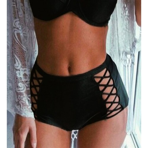 Angelsin Siyah Yüksek Bel Bikini Alt