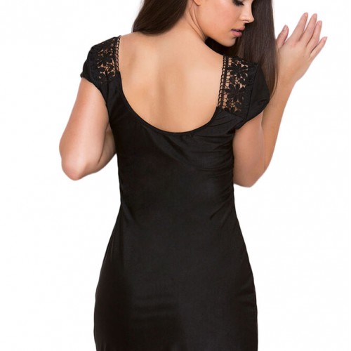 Kadın Siyah Dantel Yaka Süper Mini Elbise