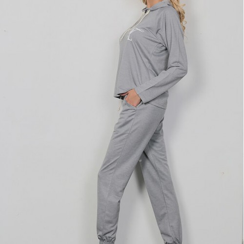 Kapüşonlu Bilek Kısmı Lastikli Spor Eşofman Takımı