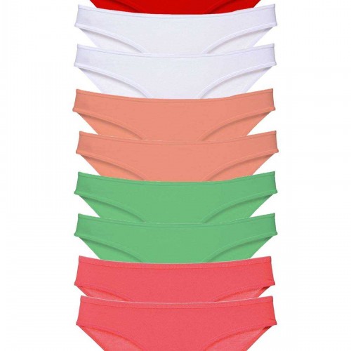 10 adet Süper Eko Set Likralı Kadın Slip Külot Kırmızı Beyaz Pudra Yeşil Fuşya