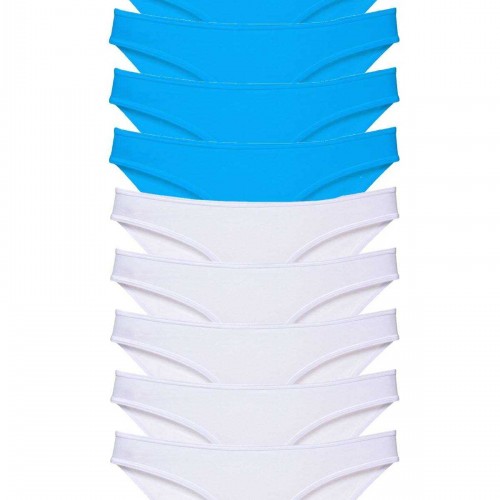 10 adet Süper Eko Set Likralı Kadın Slip Beyaz Mavi