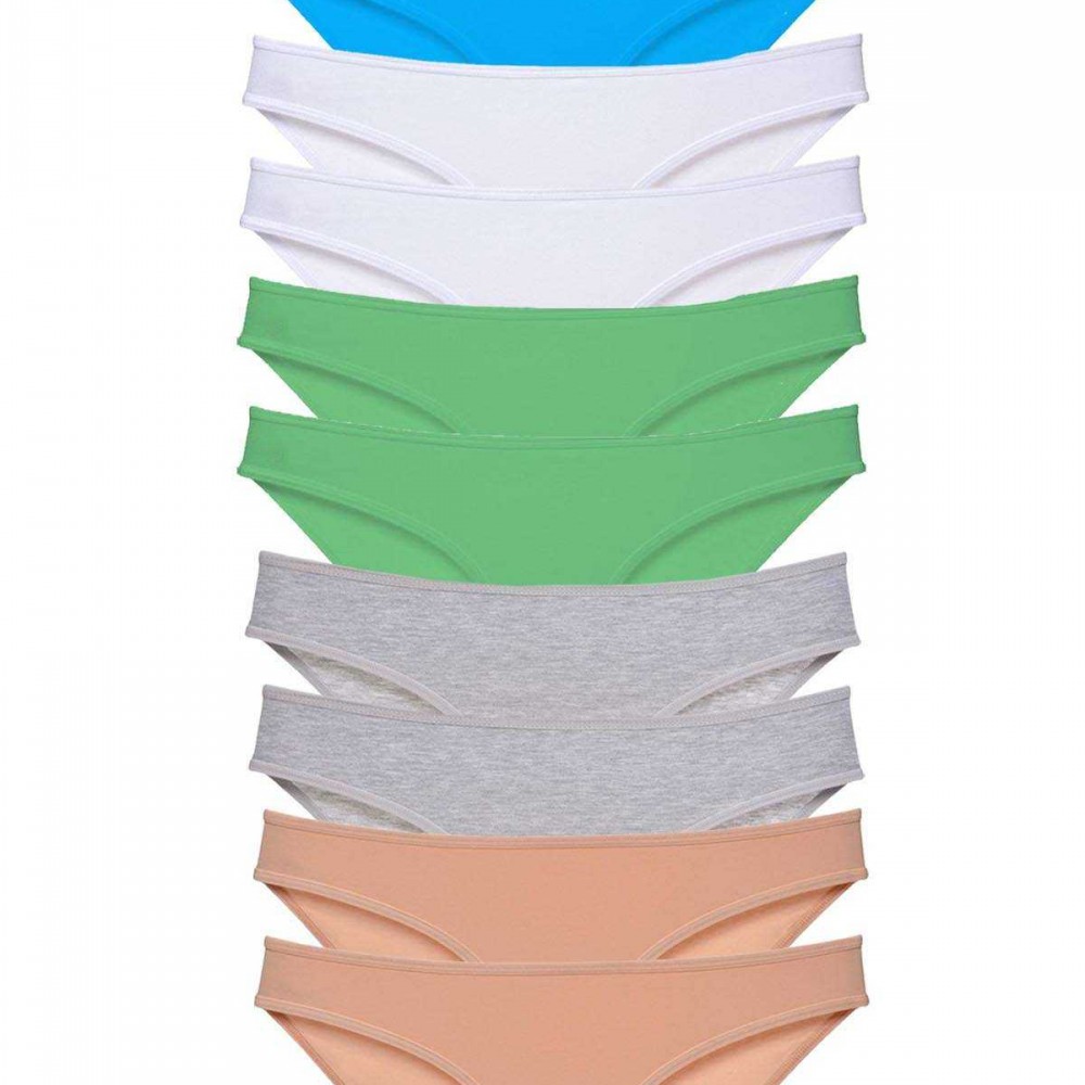 10 adet Süper Eko Set Likralı Kadın Slip Ten Gri Beyaz Yeşil Mavi