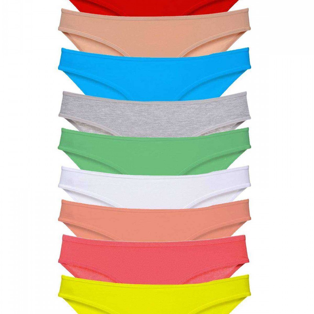 10 adet Süper Eko Set Likralı Kadın Slip Külot Çok Renkli