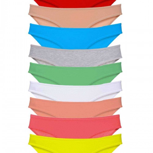 10 adet Süper Eko Set Likralı Kadın Slip Külot Çok Renkli