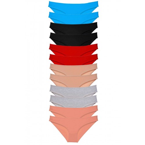 12 adet Eko Set Likralı Kadın Slip Külot Çok Renkli 1