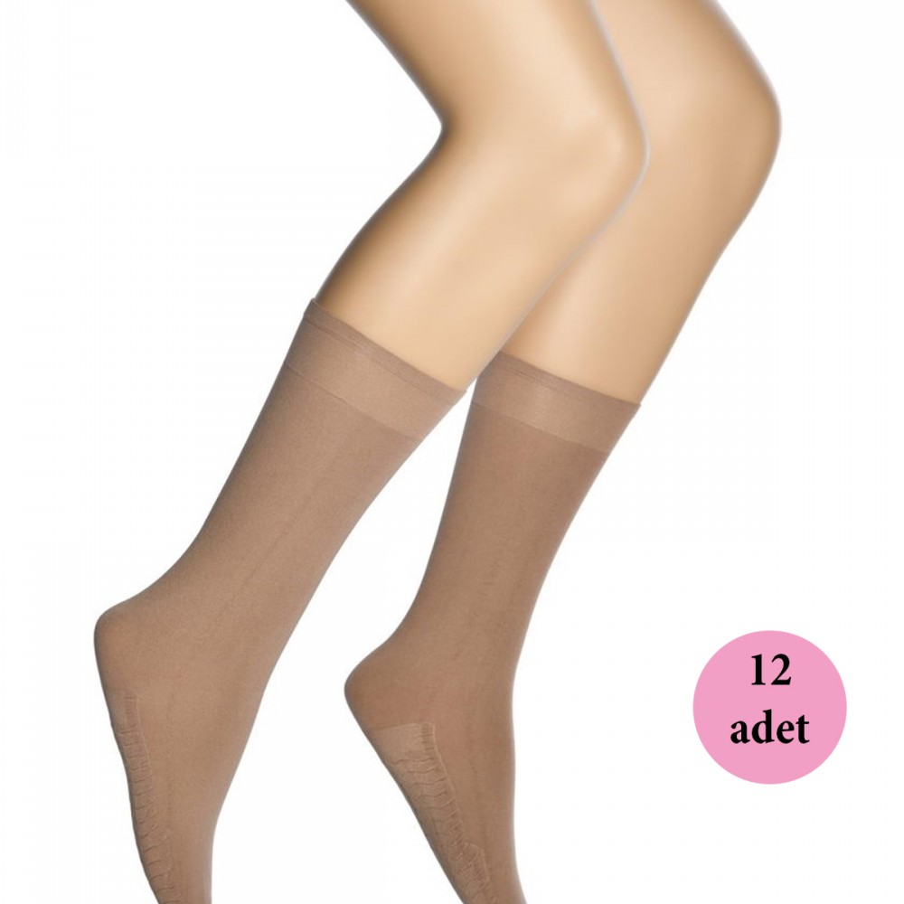 12 Adet Masaj Kadın Çorap Bronz 38