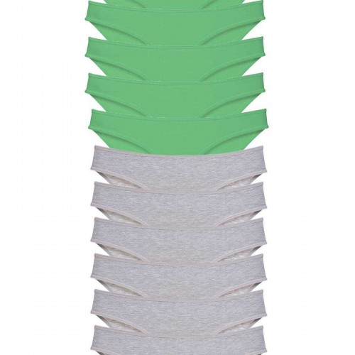 12 adet Süper Eko Set Likralı Kadın Slip Külot Yeşil Gri