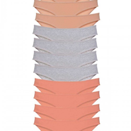 12 adet Süper Eko Set Likralı Kadın Slip Külot Ten Gri Pudra