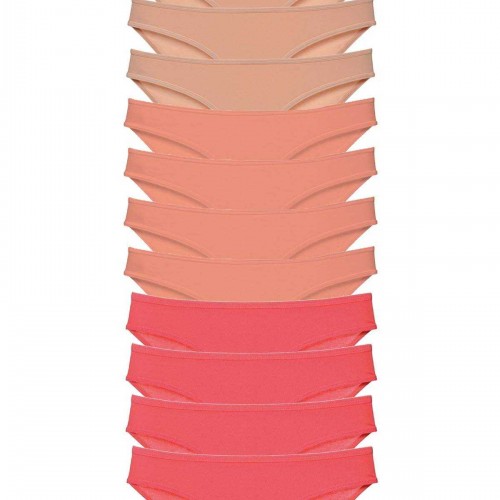 12 adet Süper Eko Set Likralı Kadın Slip Külot Ten Pudra Fuşya