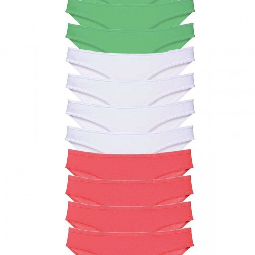 12 adet Süper Eko Set Likralı Kadın Slip Külot Yeşil Beyaz Fuşya