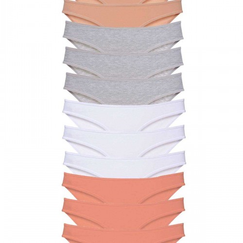 12 adet Süper Eko Set Likralı Kadın Slip Külot Ten Gri Beyaz Pudra