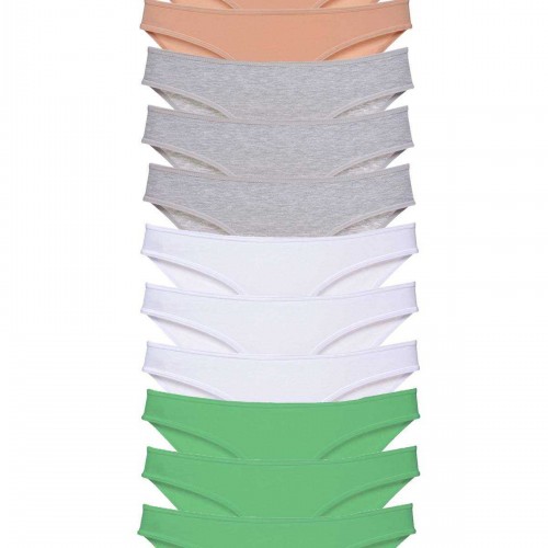 12 adet Süper Eko Set Likralı Kadın Slip Külot Ten Gri Beyaz Yeşil