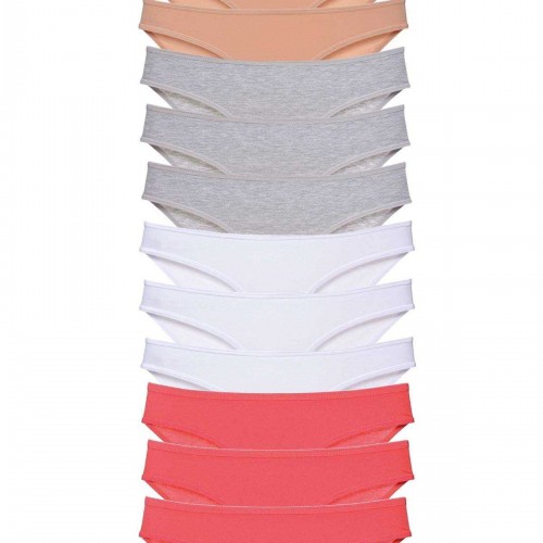 12 adet Süper Eko Set Likralı Kadın Slip Külot Ten Gri Beyaz Fuşya