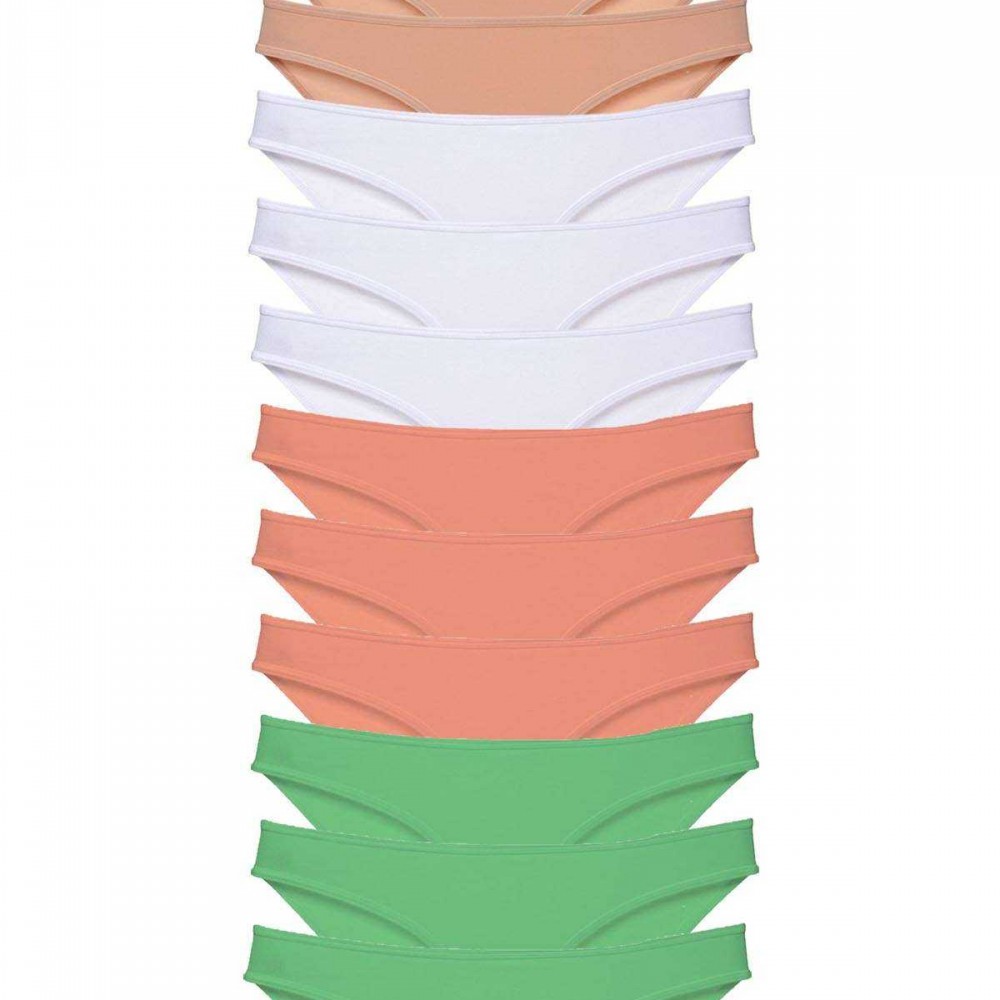 12 adet Süper Eko Set Likralı Kadın Slip Külot Ten Beyaz Pudra Yeşil