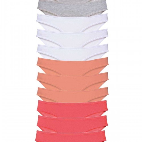 12 adet Süper Eko Set Likralı Kadın Slip Külot Gri Beyaz Pudra Fuşya