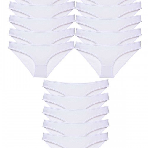 15 adet Süper Eko Set Likralı Kadın Slip Külot Beyaz