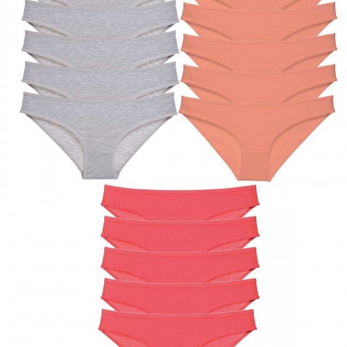 15 adet Süper Eko Set Likralı Kadın Slip Külot Gri Pudra Fuşya