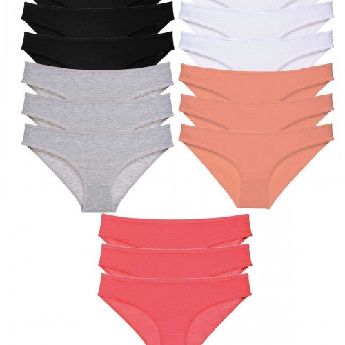 15 adet Süper Eko Set Likralı Kadın Slip Külot Siyah Gri Beyaz Pudra Fuşya