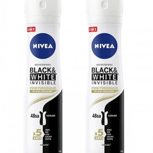 2 Adet Black&White İpeksi Pürüzsüzlük Kadın Deodorant Sprey 150 ml