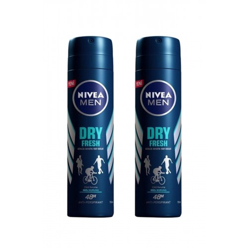2 Adet Deo Sprey Erkek Deodorant Dry Fresh Pudrasız 150 ml