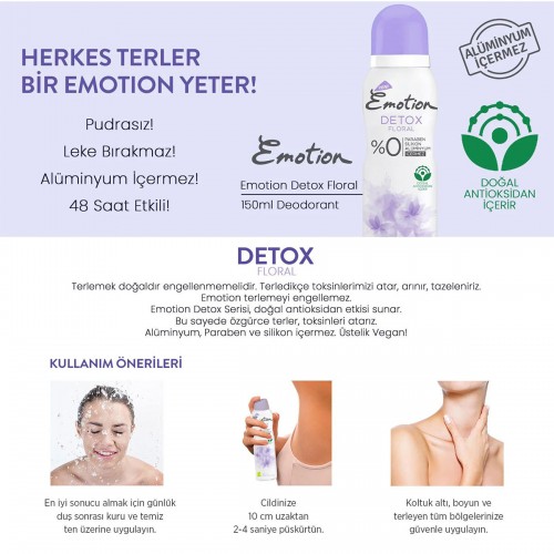 2 Adet Detox Floral Kadın Deodorant Sprey 150 ml