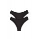 2 Adet Kadın Mikro Bikini Külot İnce Lastik FırFır Kenarlı Yumuşak Doku İç Giyim Siyah