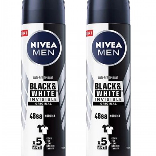 2 Adet Men Invisible Black&White Original Erkek Deodorant Sprey 150 ml
