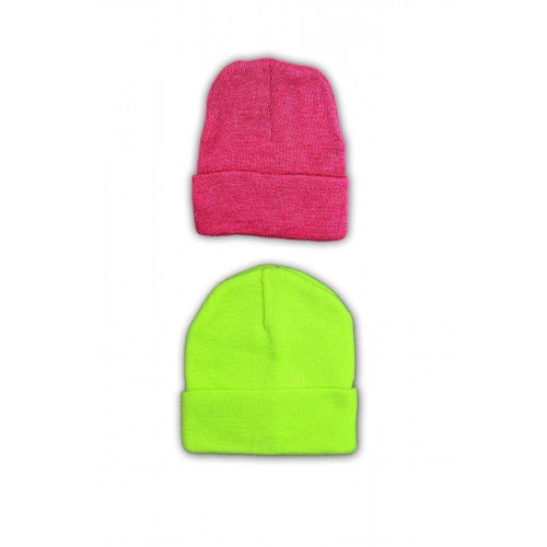 2 adet Unisex Basic Düz Bere Fuşya Neon