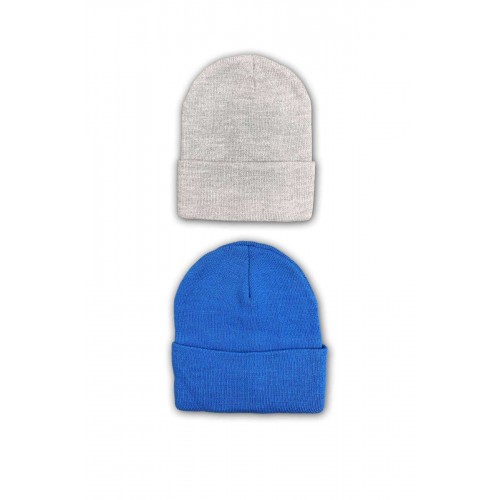 2 adet Unisex Basic Düz Bere Gri Mavi