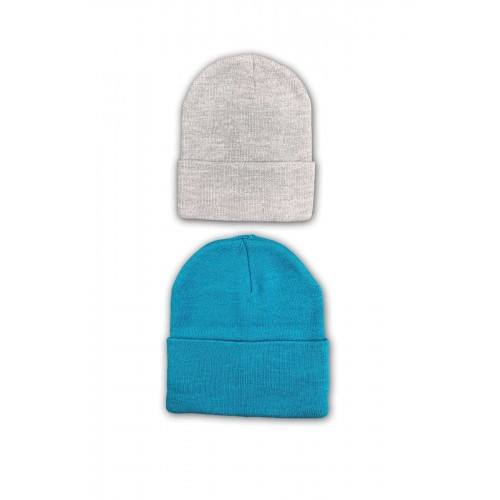 2 adet Unisex Basic Düz Bere Gri Yeşil