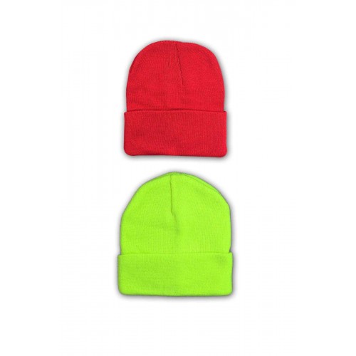 2 adet Unisex Basic Düz Bere Kırmızı Neon