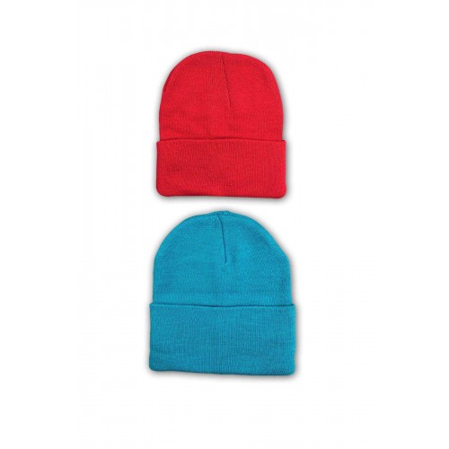 2 adet Unisex Basic Düz Bere Kırmızı Yeşil
