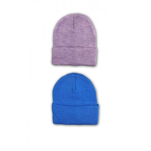 2 adet Unisex Basic Düz Bere Lila Mavi