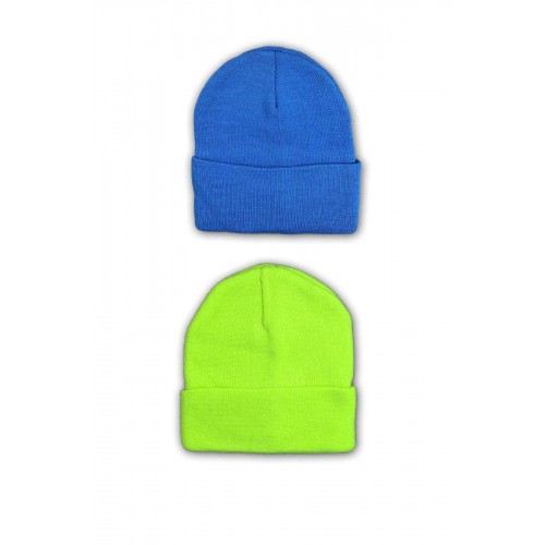 2 adet Unisex Basic Düz Bere Mavi Neon