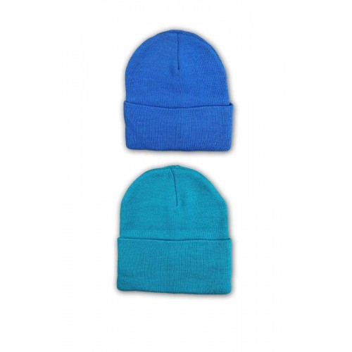 2 adet Unisex Basic Düz Bere Mavi Yeşil