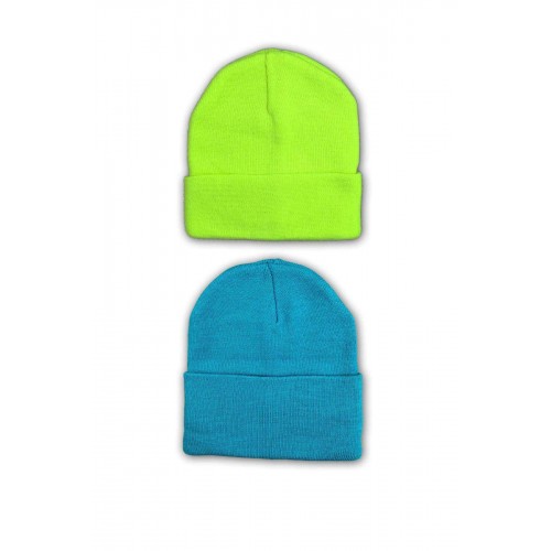 2 adet Unisex Basic Düz Bere Neon Yeşil
