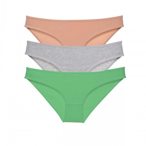 3 adet Eko Set Likralı Kadın Slip Külot Ten Gri Yeşil