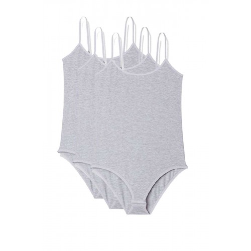 3 Adet İp Askılı Kadın Çıtçıtlı Body Gri