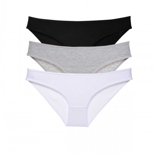 3 adet Süper Eko Set Likralı Kadın Slip Külot Siyah Gri Beyaz